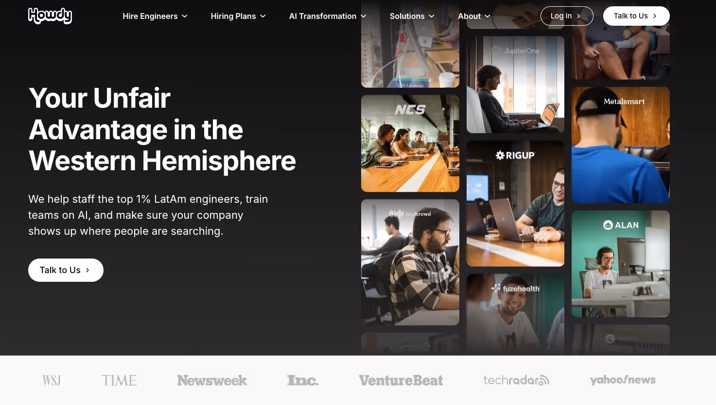 Howdy's homepage screenshot