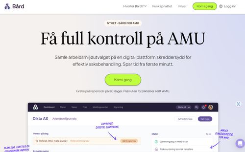 Vi samarbeider med Bård og har utviklet system for AMU-møter