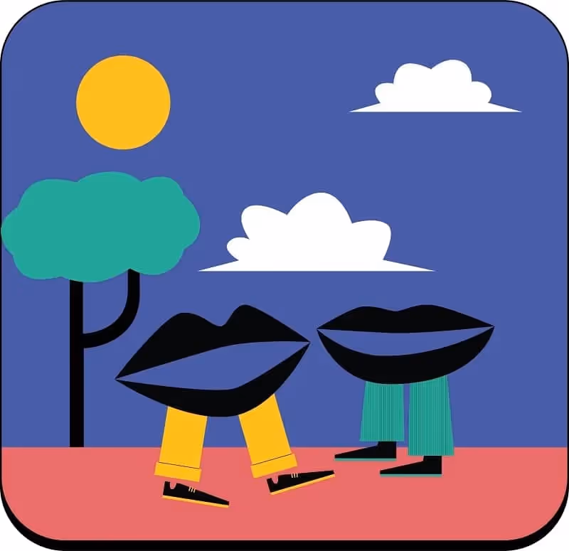 infographie avec bouches qui ont des jambes et qui parlent entre elles