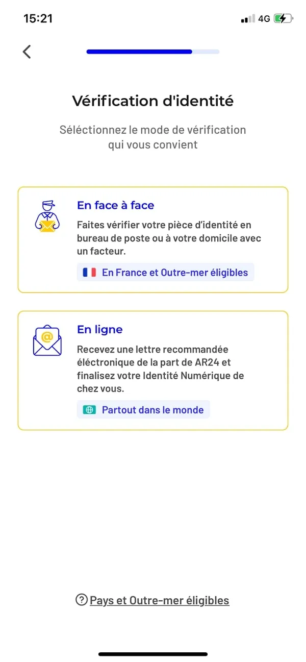 capture d'écran de la page vérification d'identité