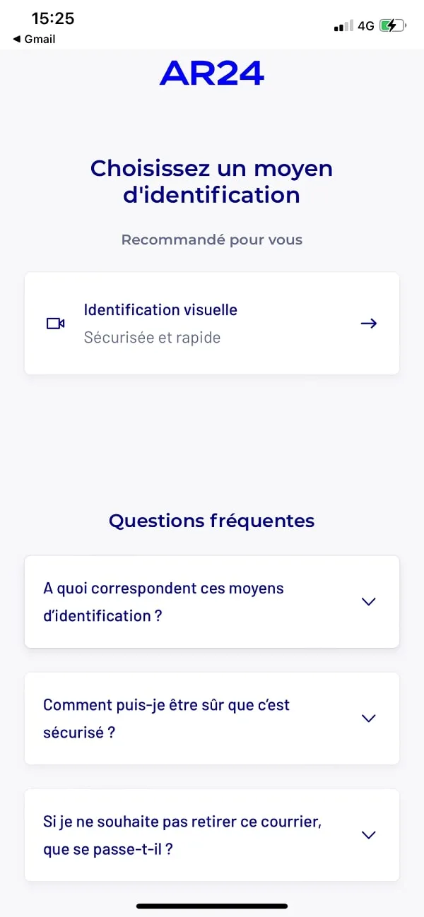 capture d'écran de la page "choisir un moyen d'identification"