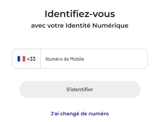 capture d'écran de la page "identifiez vous avec votre identité numérique"