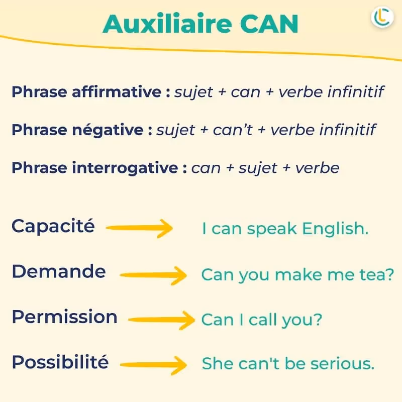 infographie sur l'auxiliaire can