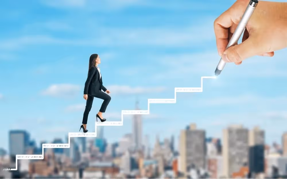 Image illustrant le fait d'évoluer dans sa carrière grâce à des cours d'anglais