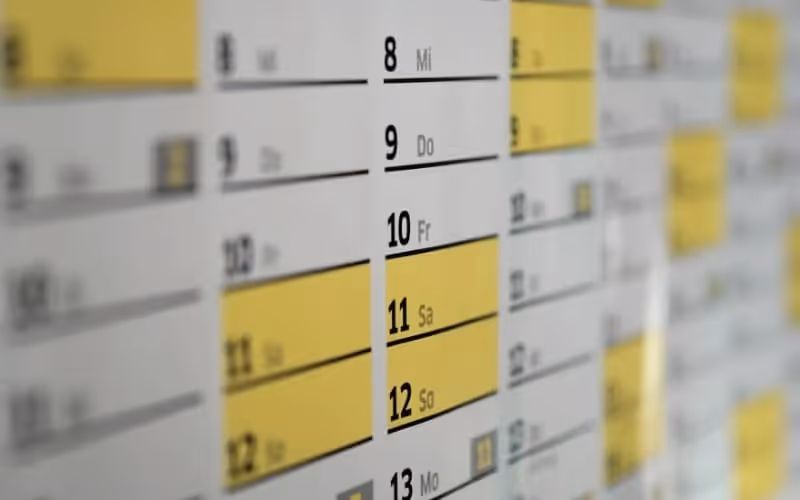 calendrier qui montrent les années en anglais