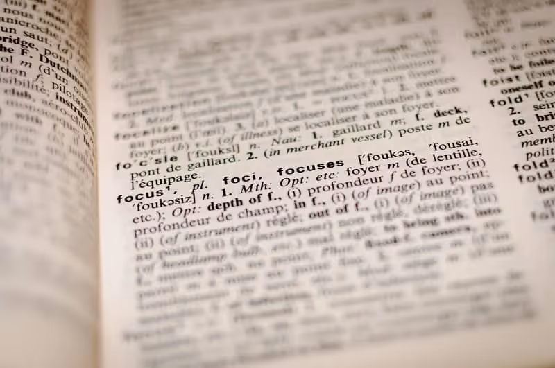 dictionnaire anglais sur le mot "focus"