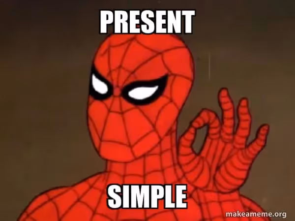 meme spiderman sur le present simple anglais
