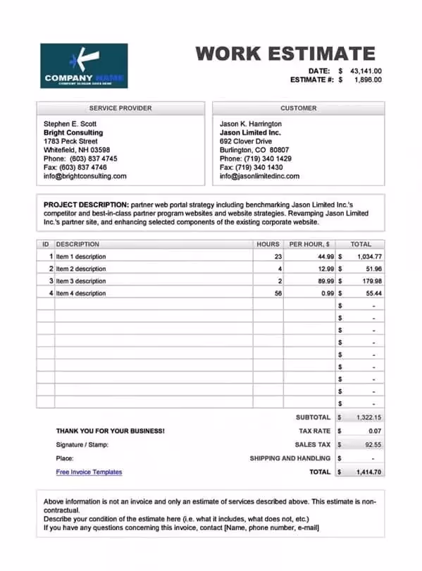 modèle de devis anglais pour faire un devis en anglais