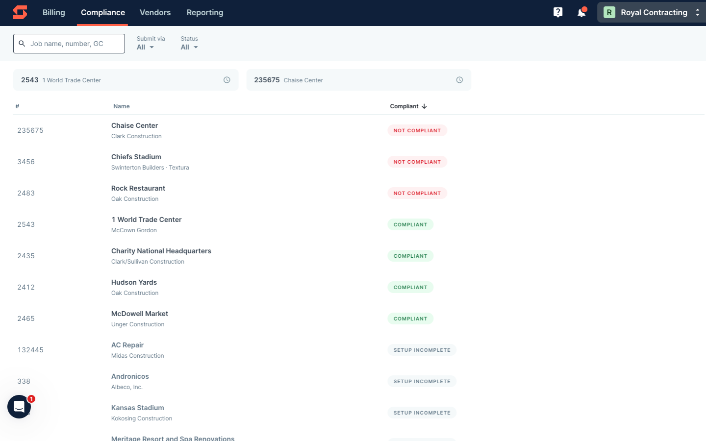 Track COIs and compliance docs with ease