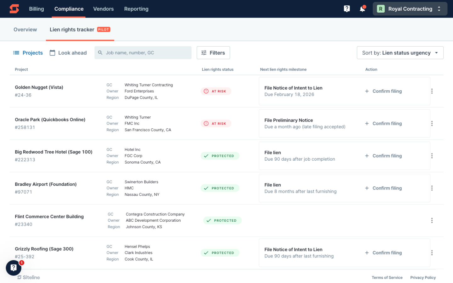 Instant lien status visibility
