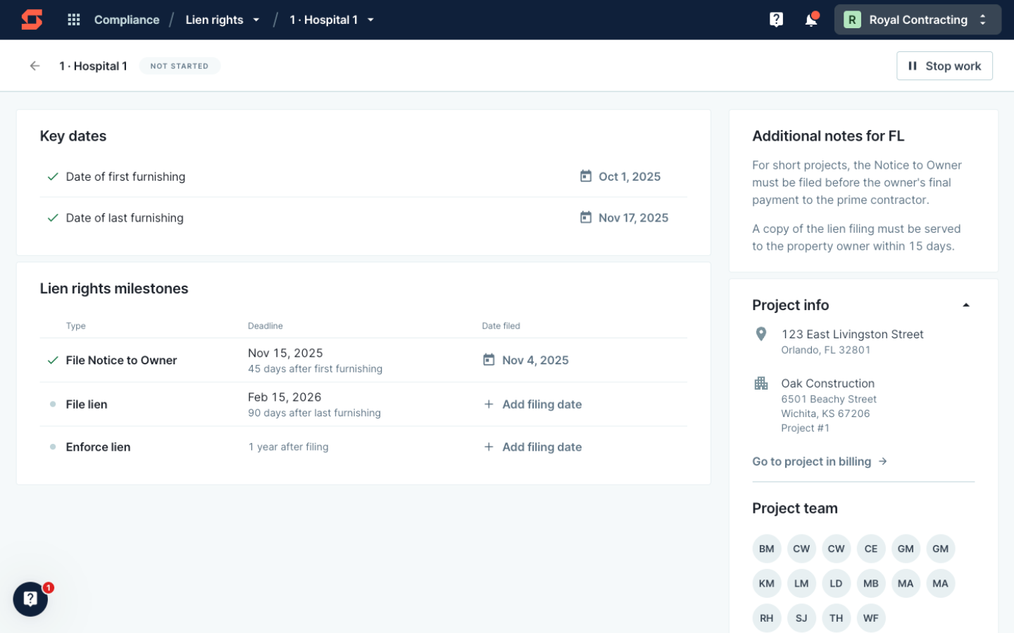 Track rights by project with state-specific guidance
