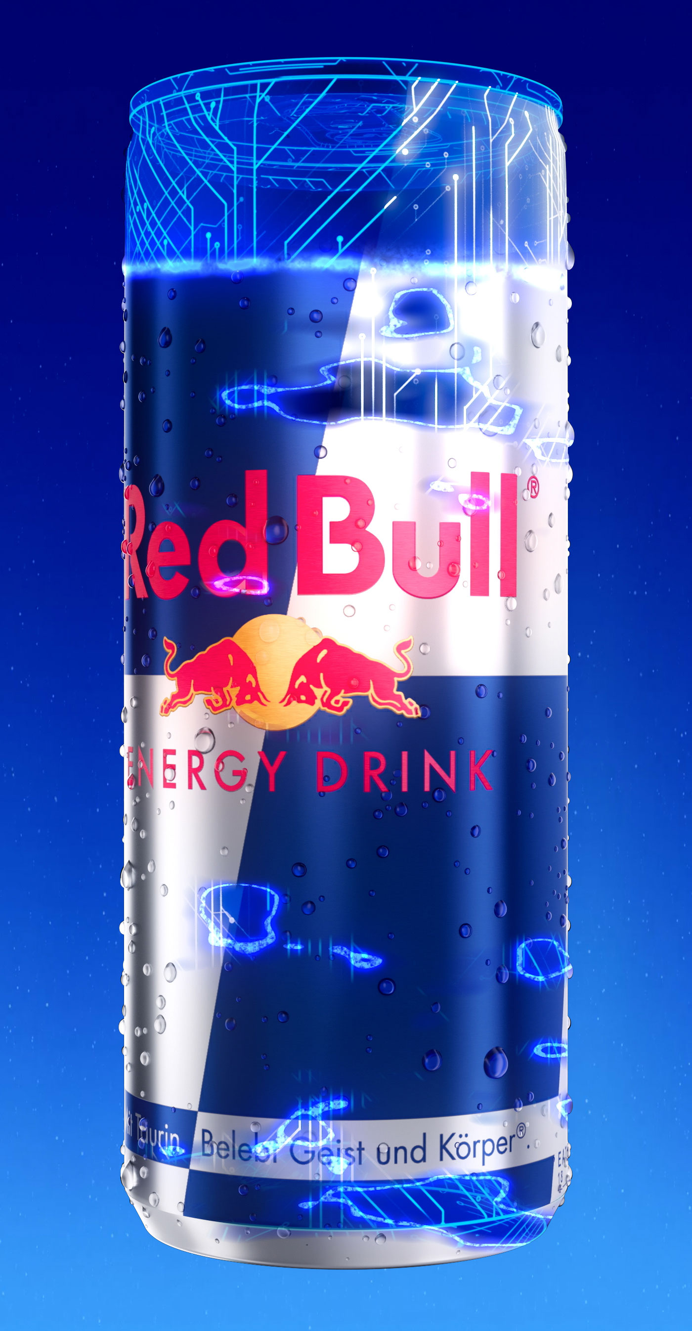 A Red Bull 3D can cyberpunk style