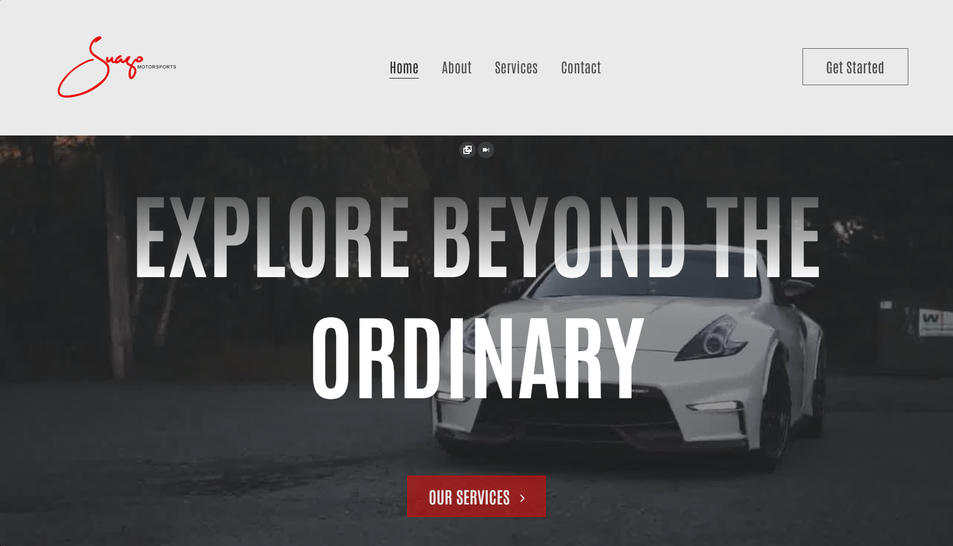 motorsports website front page screenshot