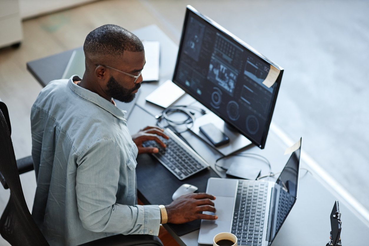 Man working on a computer
