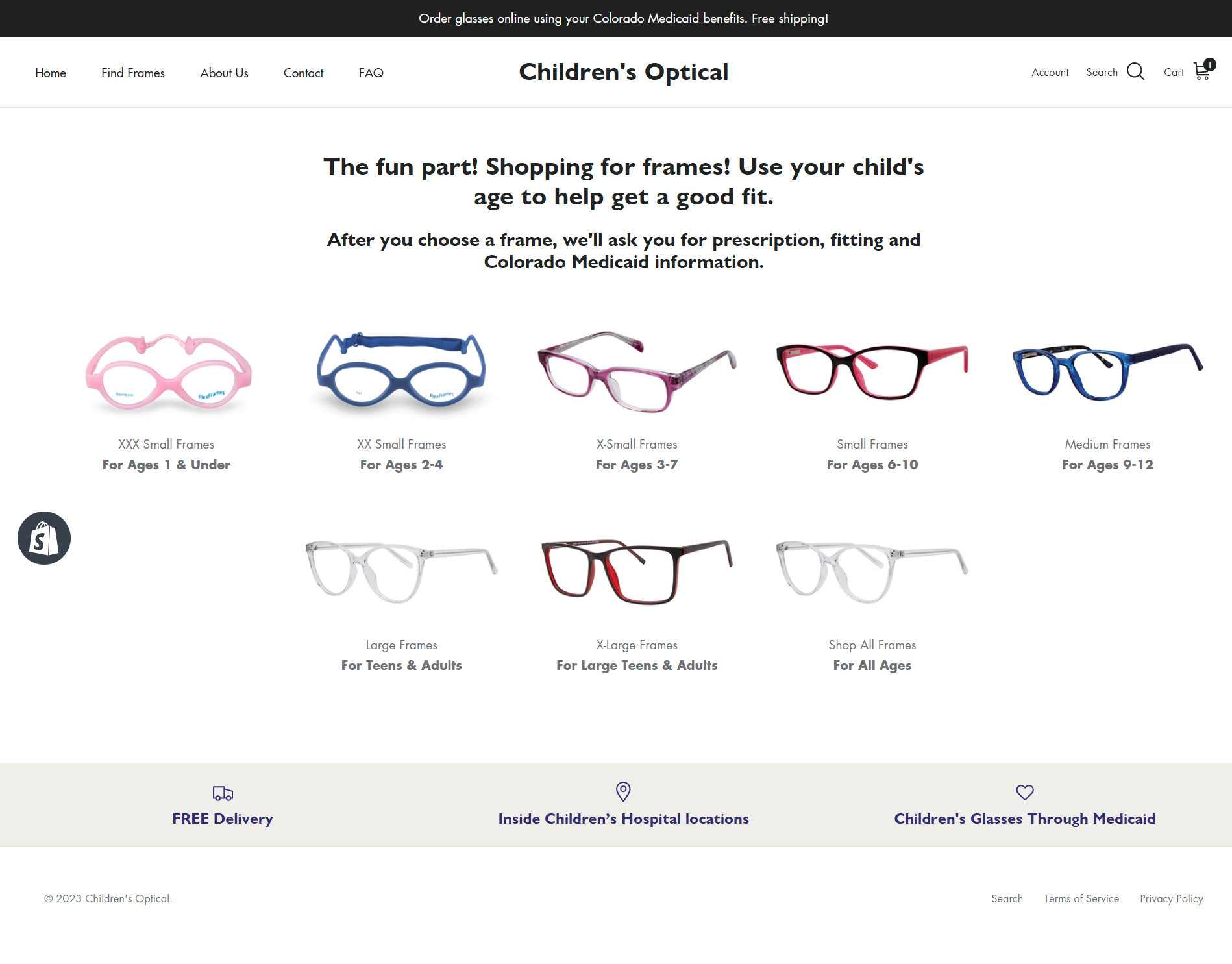 children's optical collection page