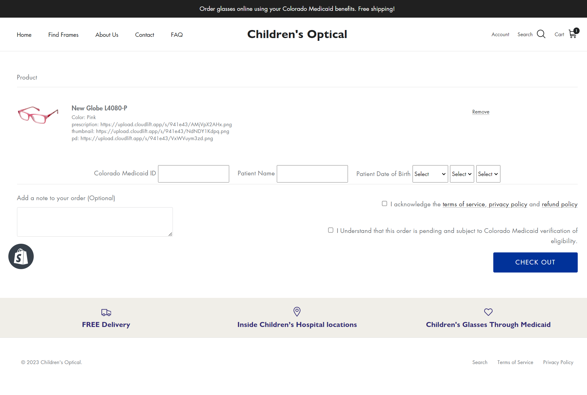 children's optical cart page