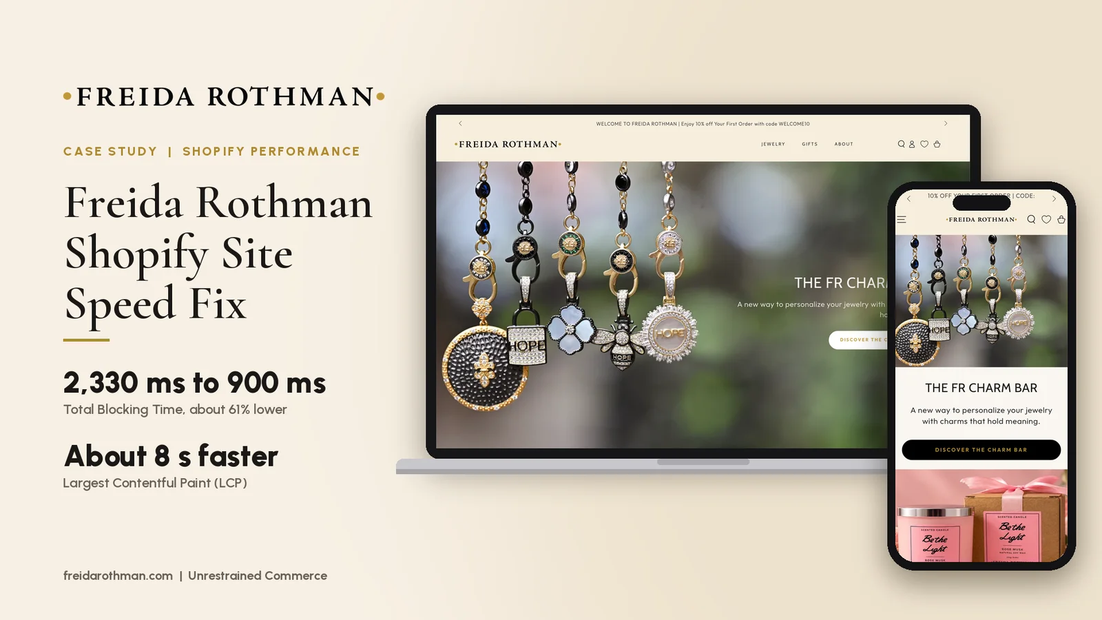 Freida Rothman Shopify store on desktop and mobile