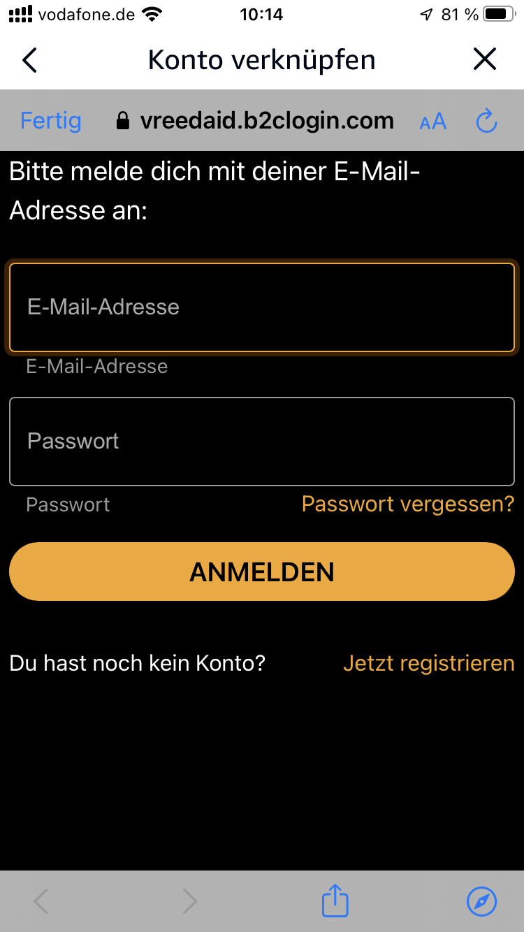 Anmeldung bei VREEDA
