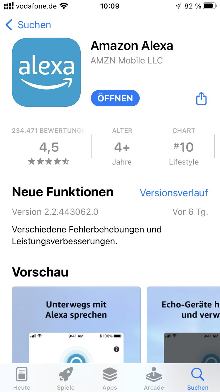 Amazon Alexa App im App Store