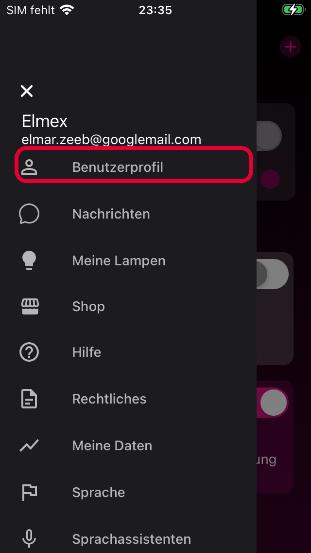 Navigation mit Benutzerprofil