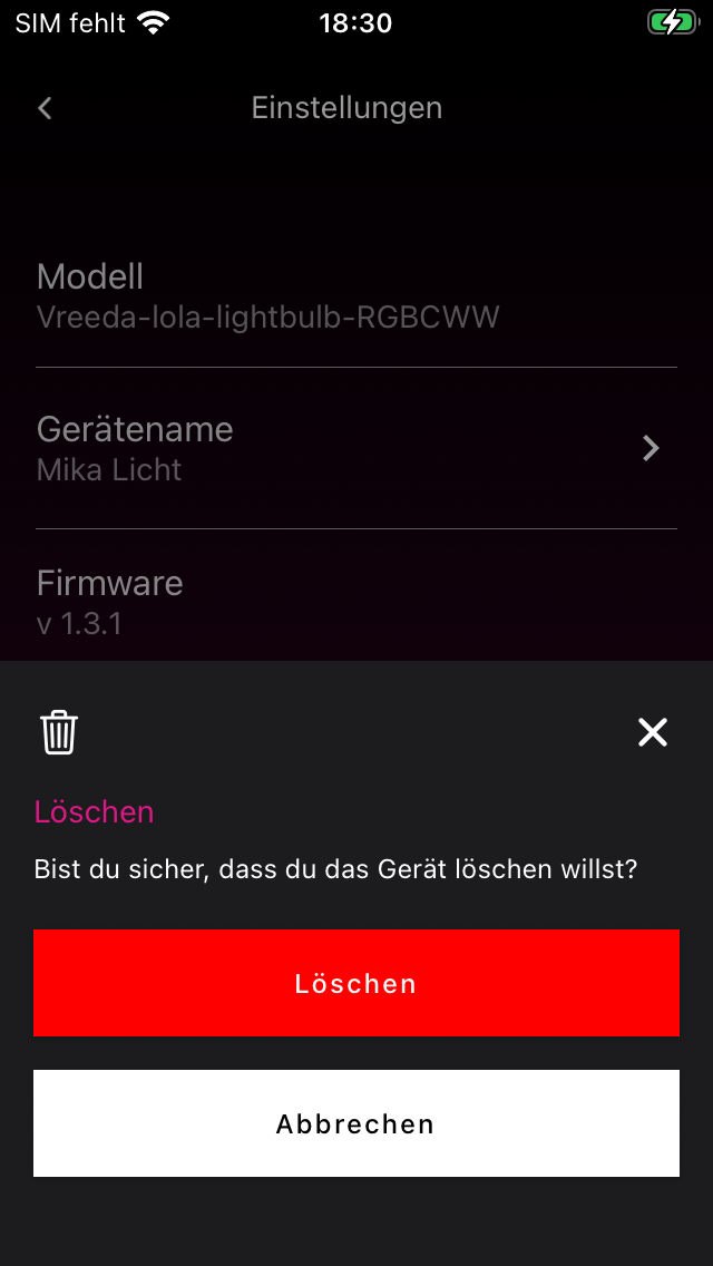 Bestätigungs-Dialog zum Löschen