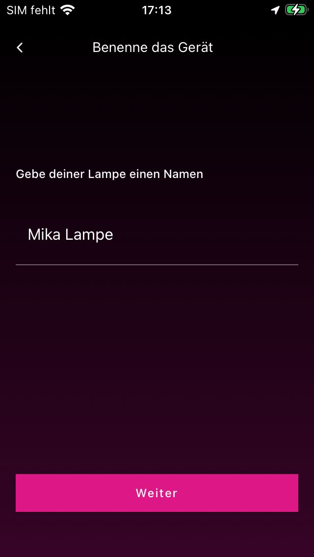 Lampe benennen