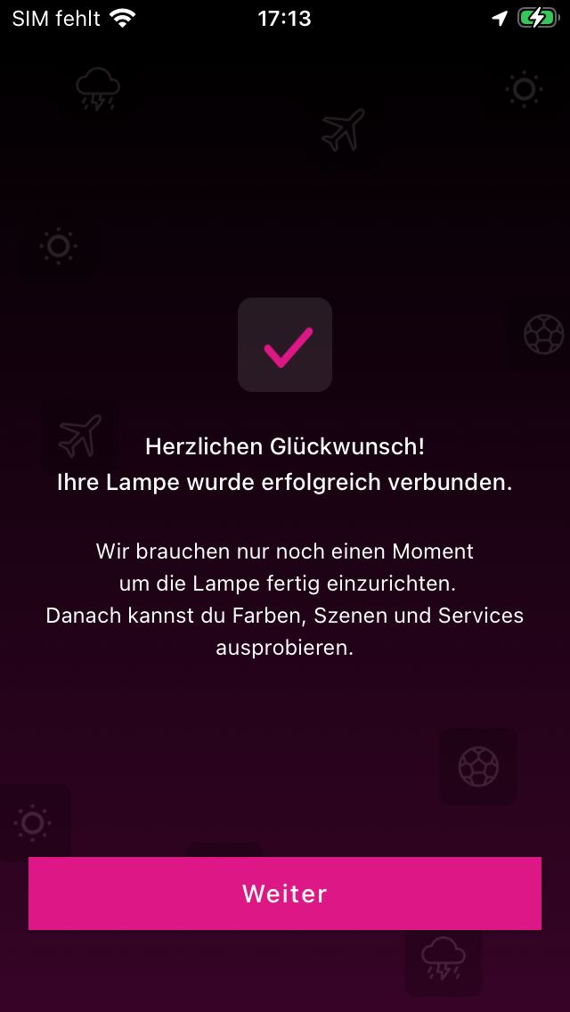 Erfolgsmeldung nach Einbindung