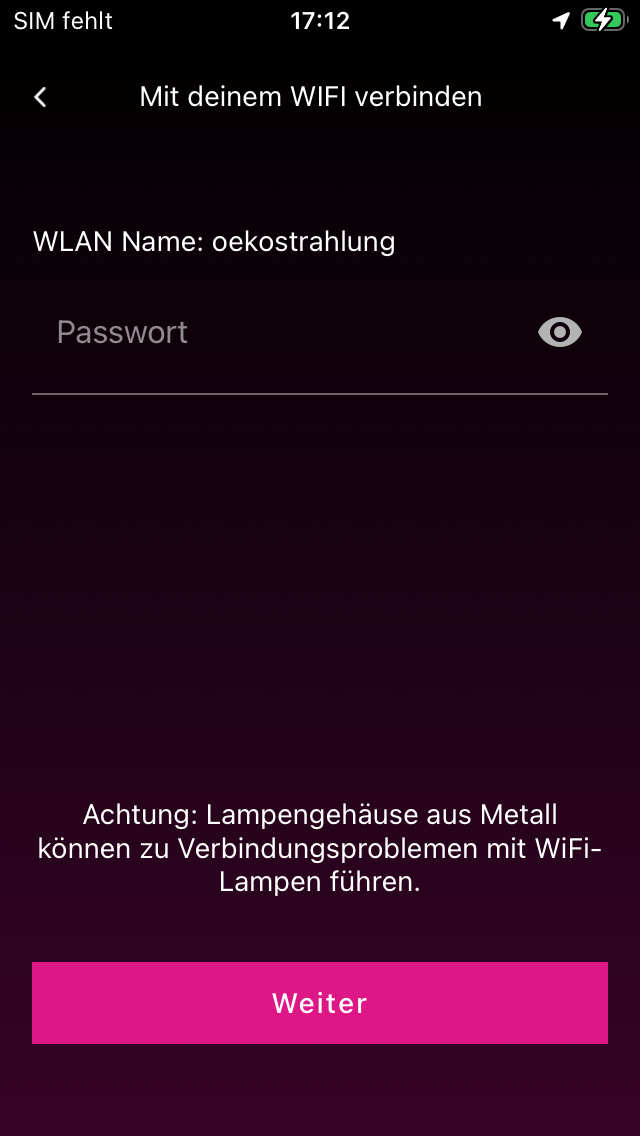 WLAN-Passwort eingeben
