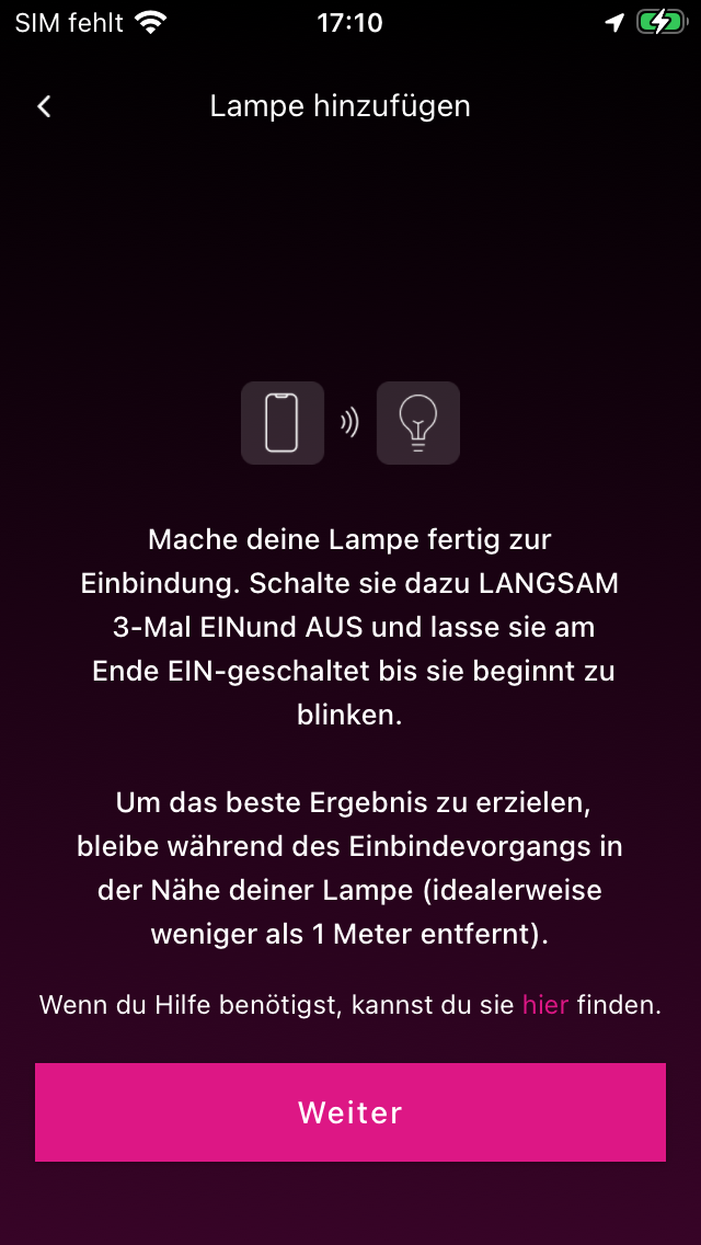 Anleitung Einbinde-Modus in der App