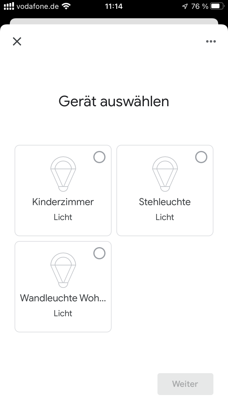 Gefundene Lampen anzeigen