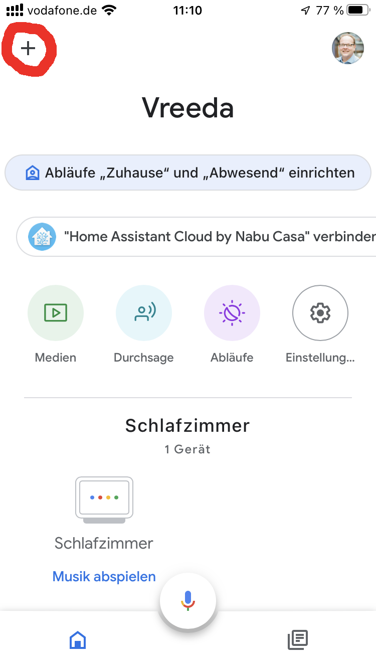 Plus-Symbol oben links
