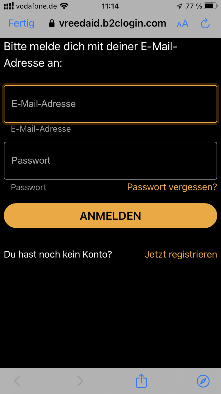 Anmeldung bei VREEDA