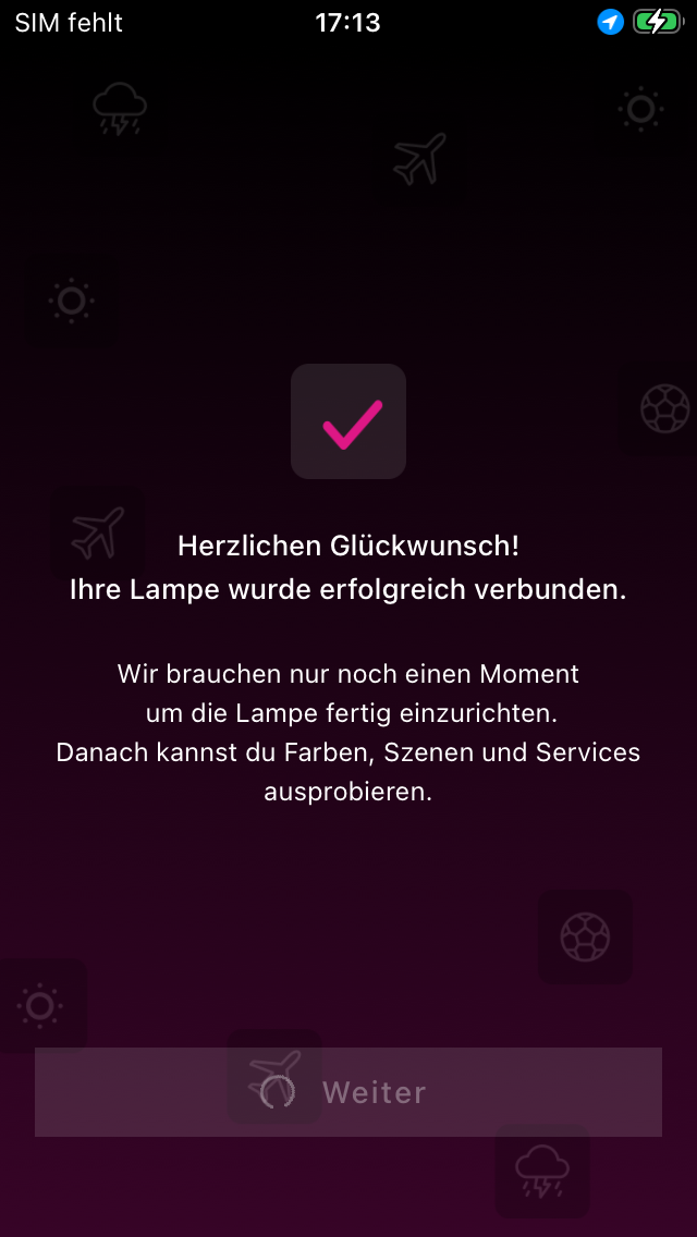 Lampe erfolgreich eingebunden