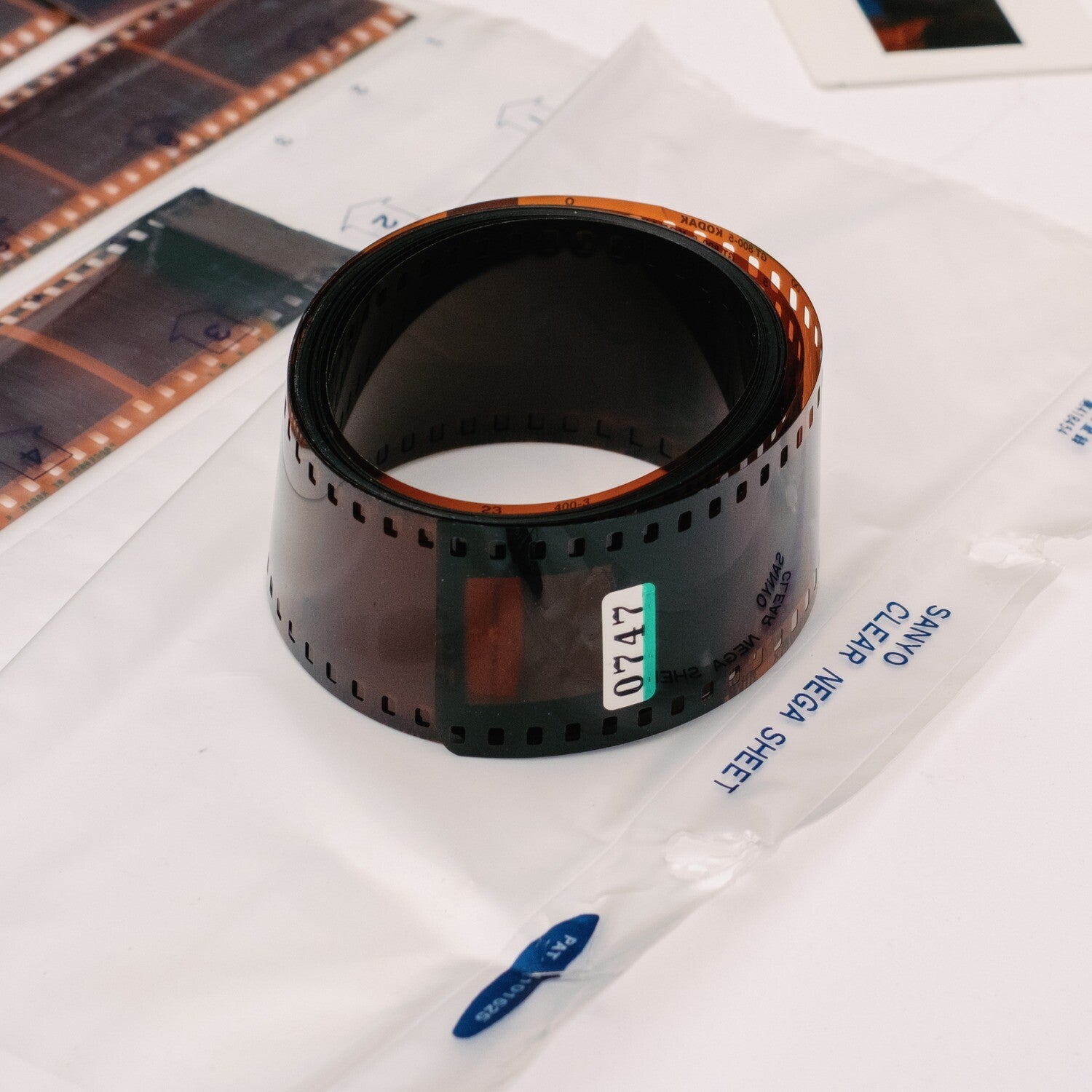 Developed negatives kept as an uncut roll
