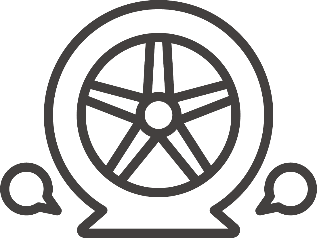 パンクしたタイヤのイラスト