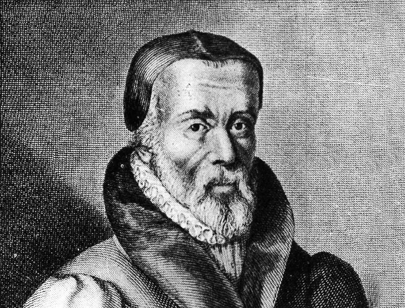 A woodcut portrait of William Tyndale
