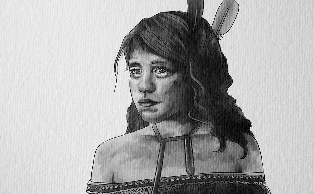 a hand drawn illustration of Tarore of Waharoa
