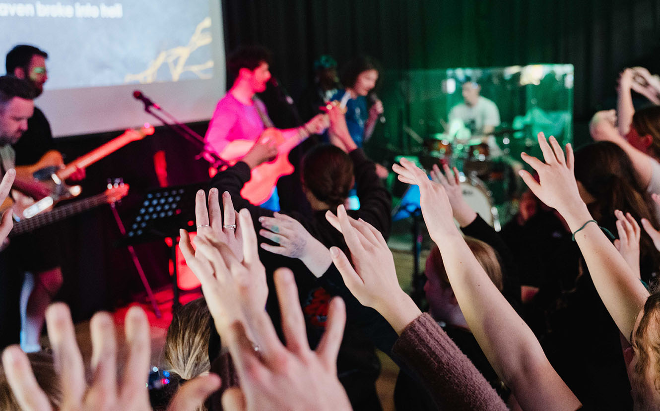 Hands raised in worship