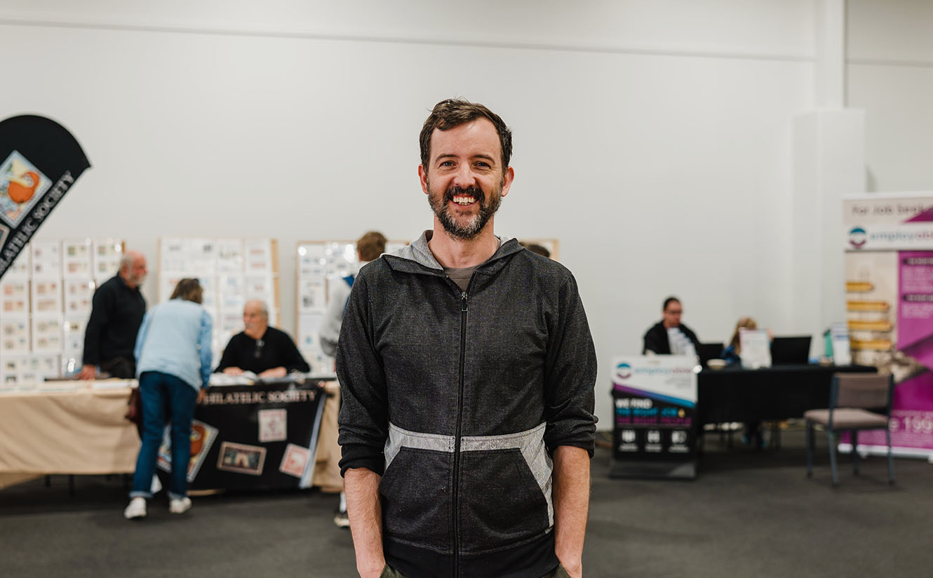 Portrait of Jason Shaw at the Community Expo in Nelson