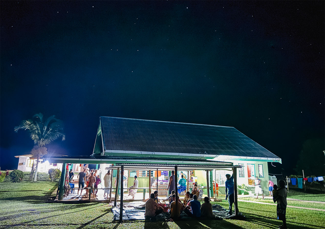 Church of the Holy Cross in Dreketi under starlight