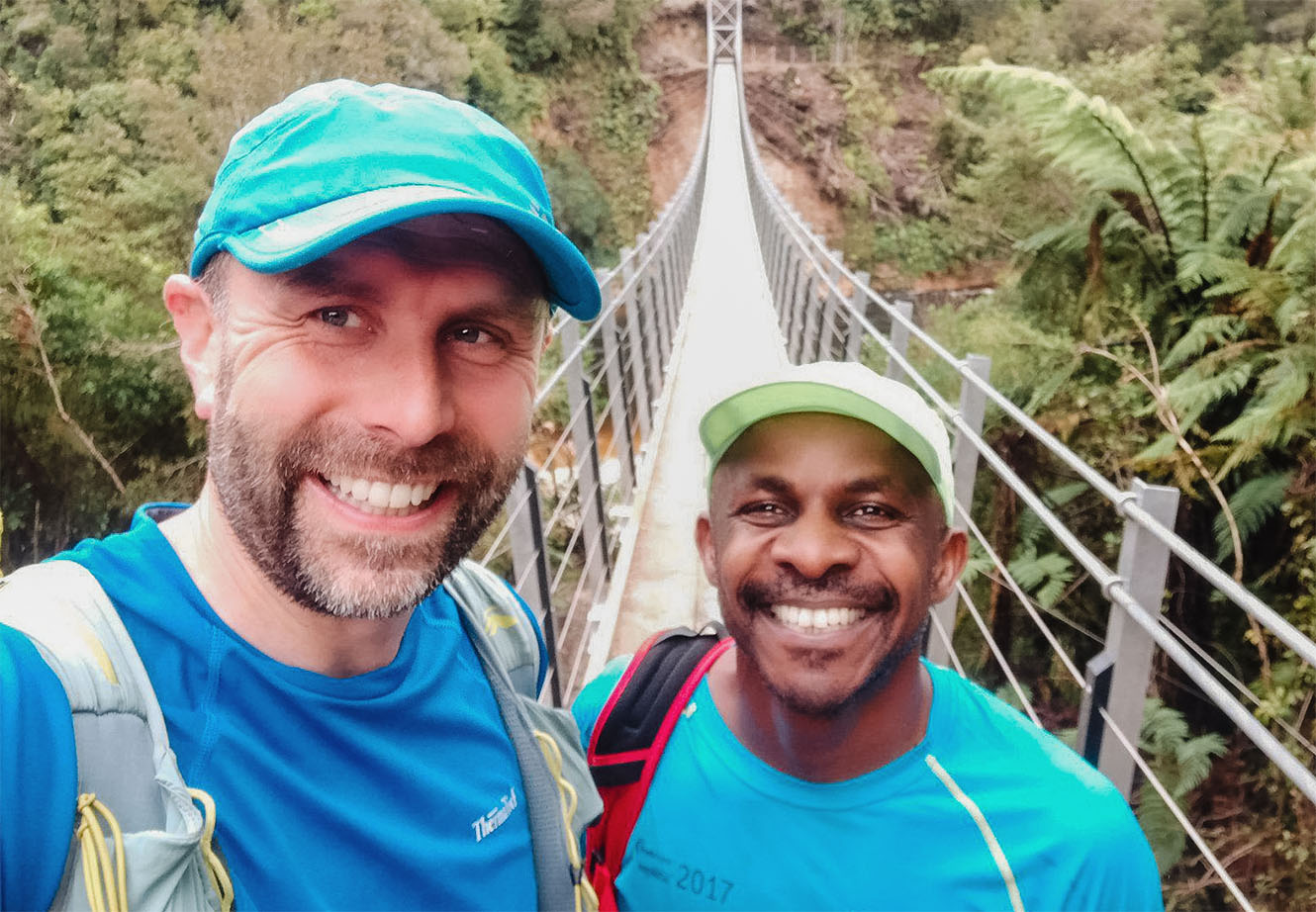 Rev Matt Watts and Bishop Steve Maina on the Heaphy Track