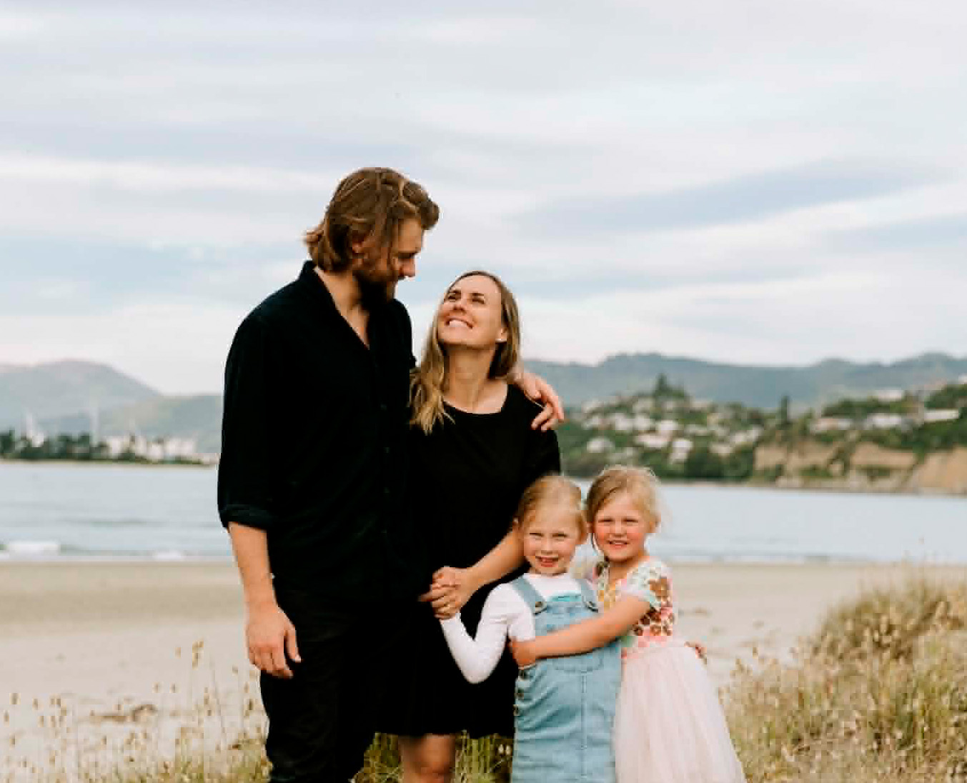 Sophie Kirk and her family at the beach