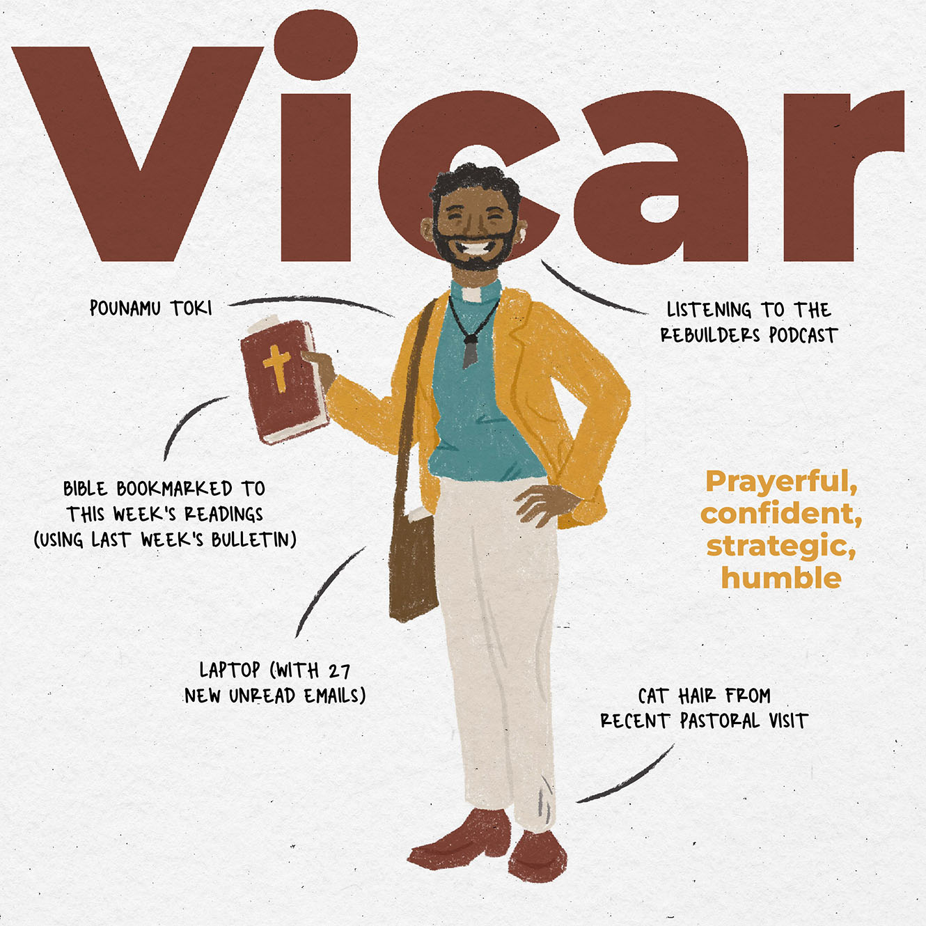 A handdrawn illustration of a vicar