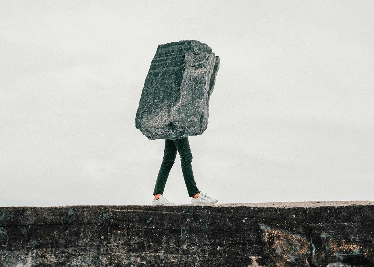 A rock with legs, walking