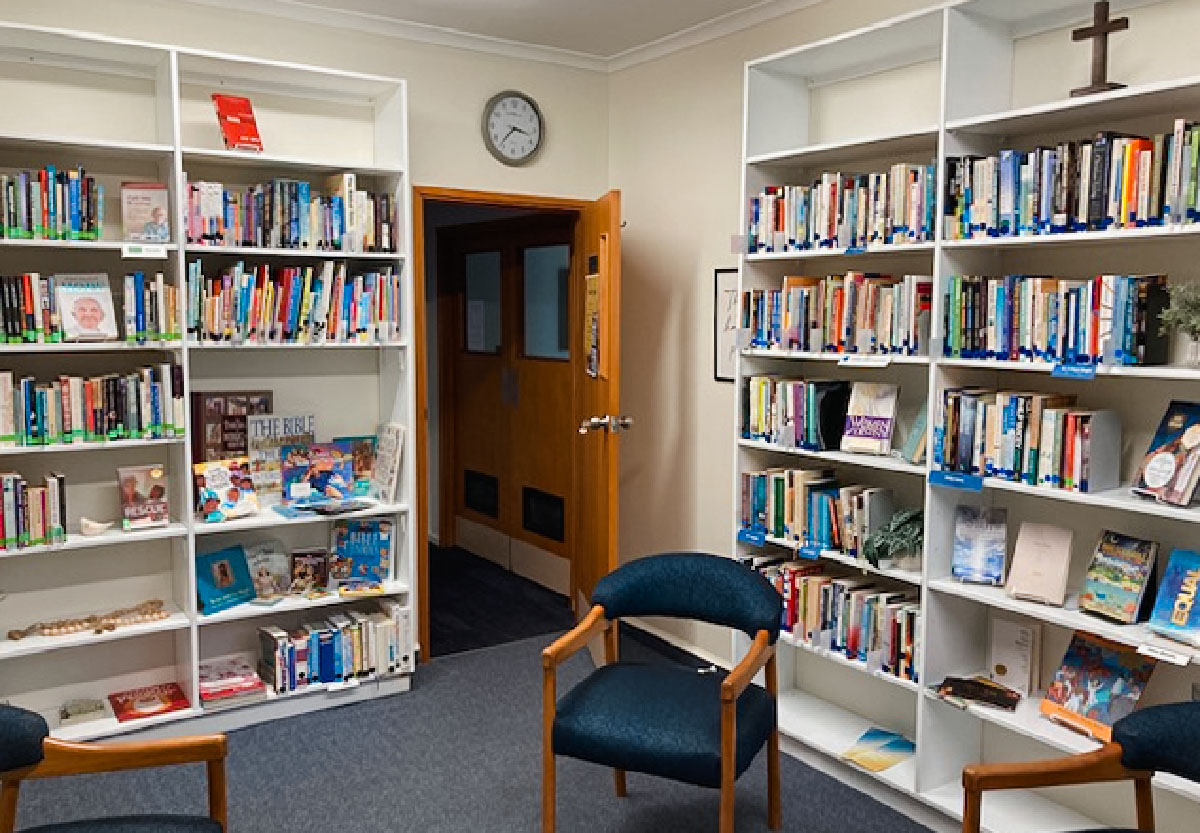 a corner of the Nativity Library room