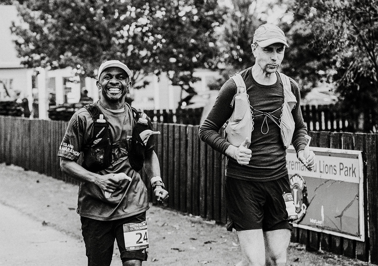 Bishop Steve and Rev Matt running the South Island ultramarathon side by side