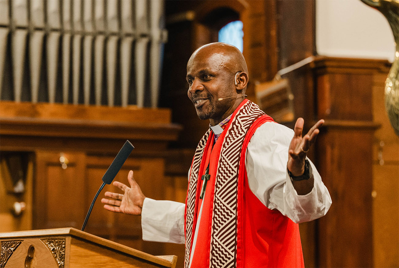 Bishop Steve delivering his charge