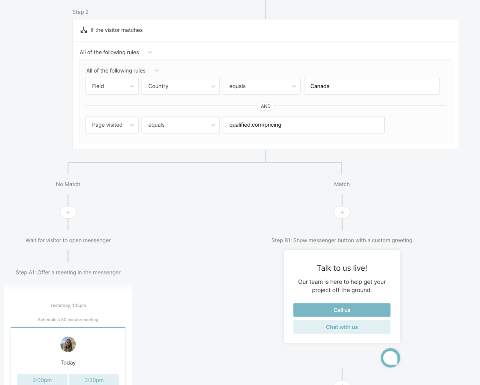 Branching in the experience builder.