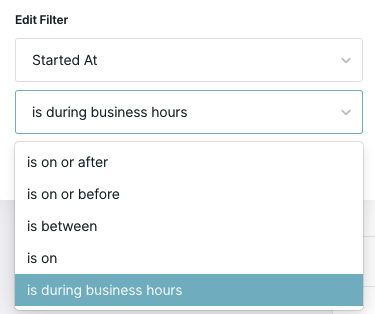Session reports allow for filtering on pre-defined team business hours.