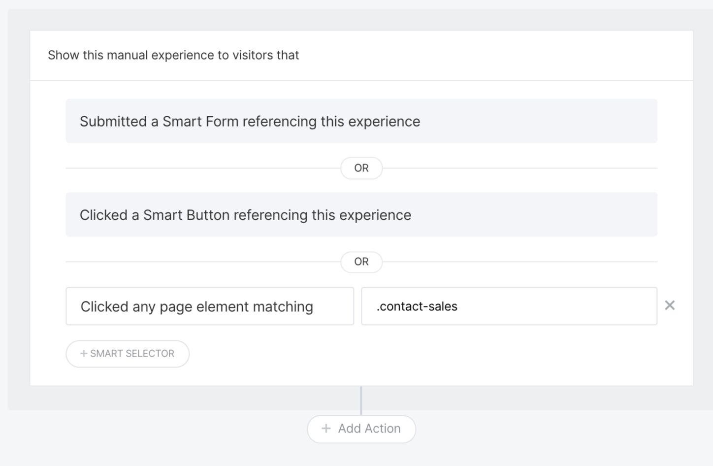 Class selector as manual trigger.